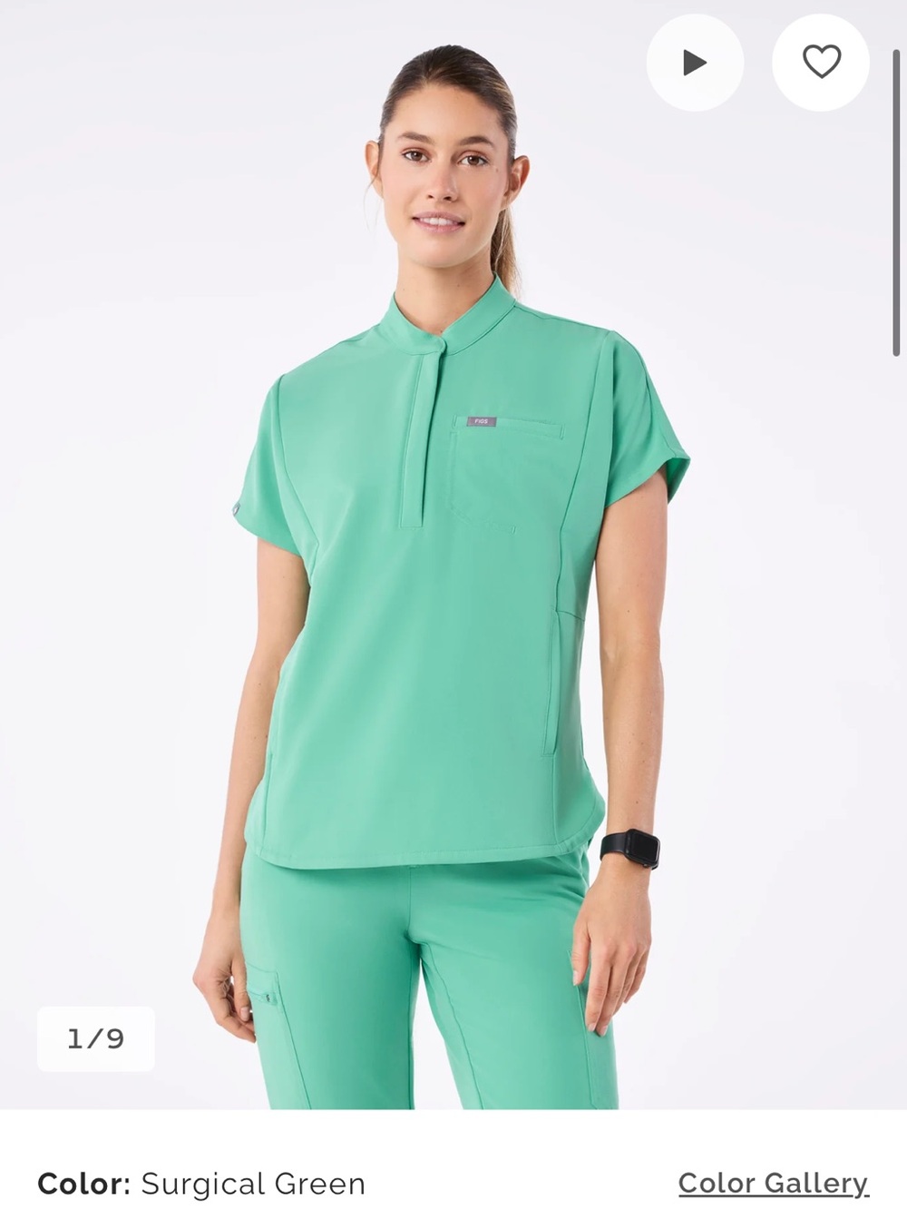FIGS Limited Edition Women’s Montex Relaxed Scrub Top Surgical Green